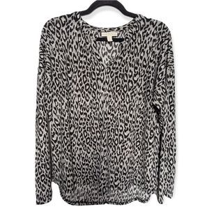 Dana Buchman Black and White Leopard Print Blouse